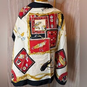 Symphony Scarves Black and Red Patterned Scarf Golf Themed